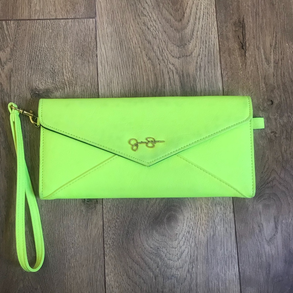 Jessica Simpson neon yellow clutch